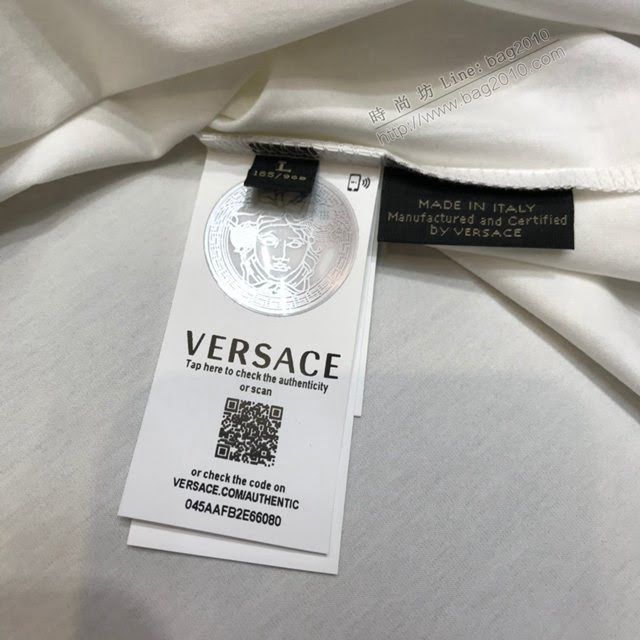Versace男短袖 範思哲2020新款男裝 超閃重工燙鑽男T恤  tzy2485
